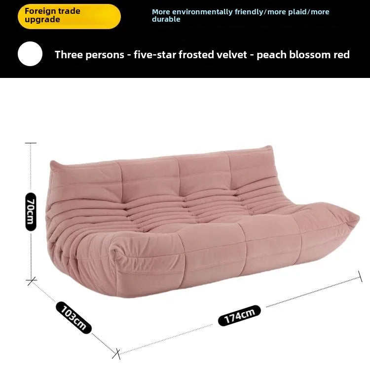 Fashion freehand space original first layer cowhide three-person Italian minimalist Togo caterpillar lazy sofa