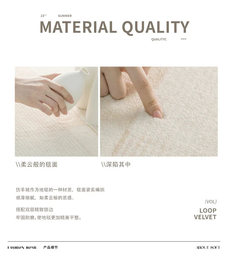 Modern Rugs for Bedroom Fluffy Soft Lounge Rug Thick Cloakroom Round Floor Mat Cream Living Room Decoration Anti-slip Carpet