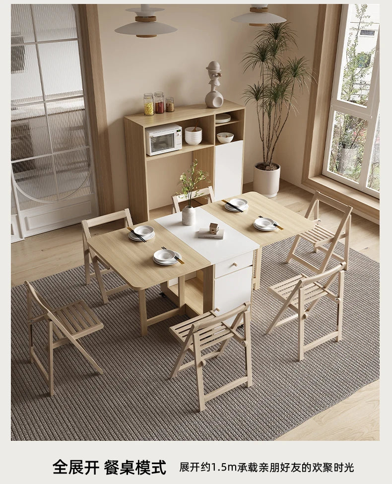 Folding Dining Table Set 6 Chairs Luxury Vintage Square Dining Table Extensio Nordic Mesas Y Sillas De Comedor Kitchen Furniture