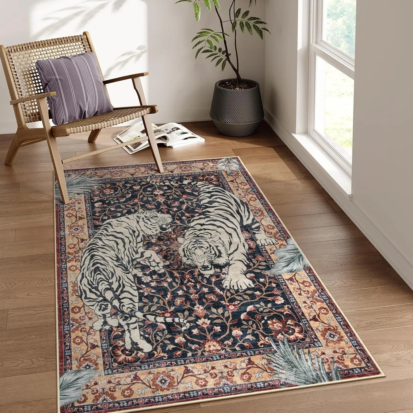 Rug for Living Room Carpet Jungle Tiger Home Decoration Large Area Bedroom Plush Floor Mat Machine Washable Coffee Table Rugs 러그