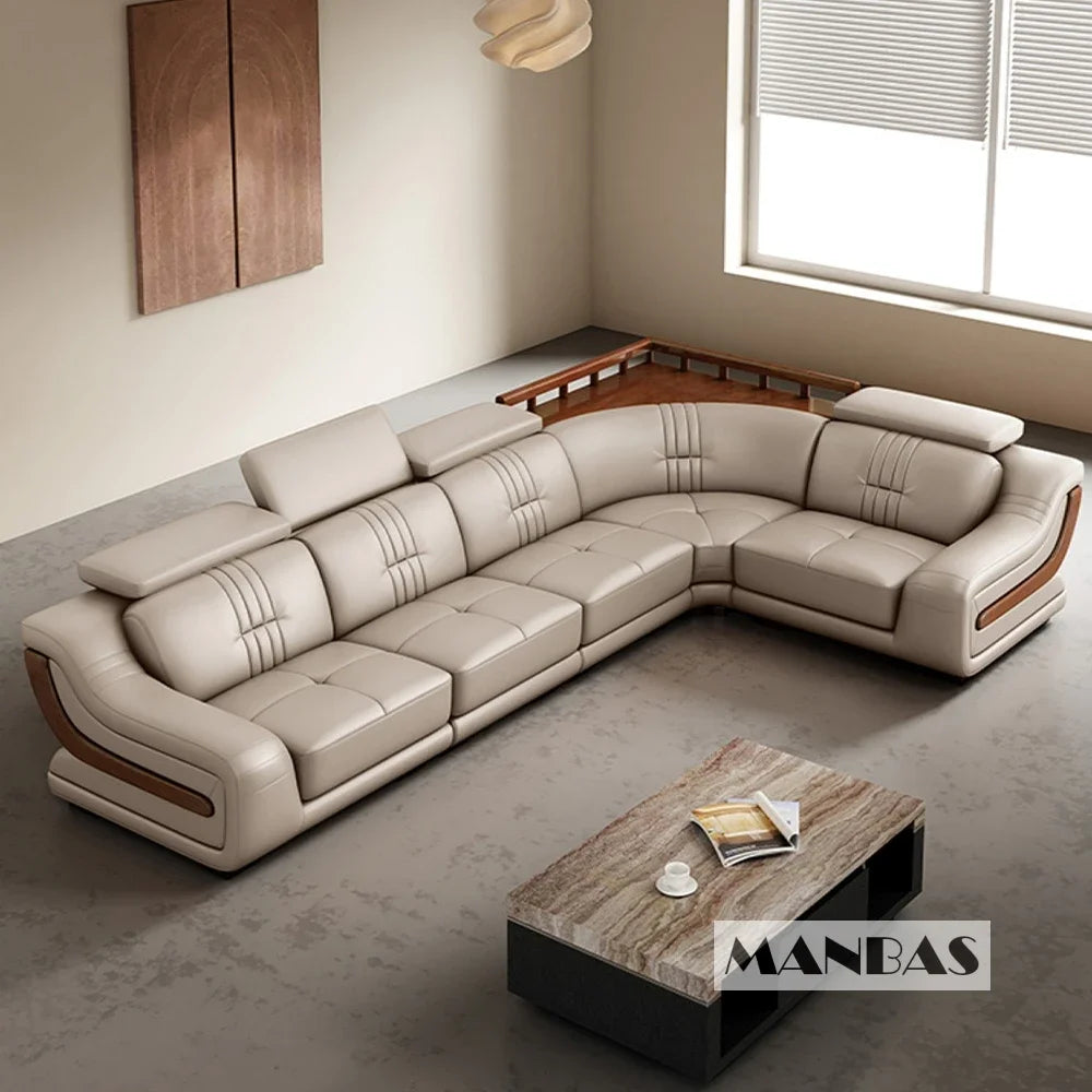 Linlamlim Premium Italian Genuine Leather Sofa Set Big Sectional Couch Living Room Sofas With Adjustable Headrest Home Furniture