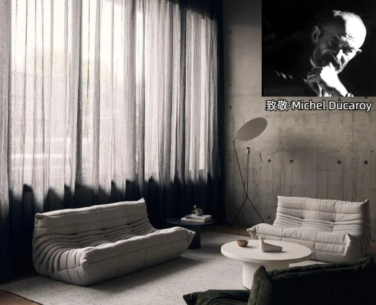 Fashion freehand space original first layer cowhide three-person Italian minimalist Togo caterpillar lazy sofa