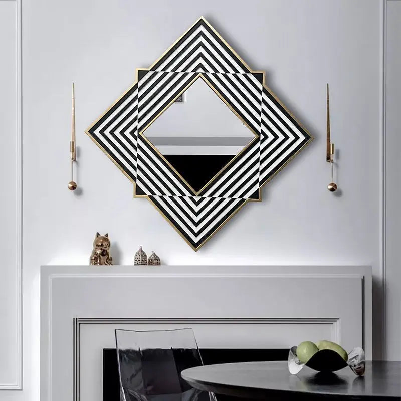 Nordic Wrought Iron Study Decorative Mirrors Modern Fitting Room Wall Hanging Mirror Simple Restaurant Kitchen Square Pendant