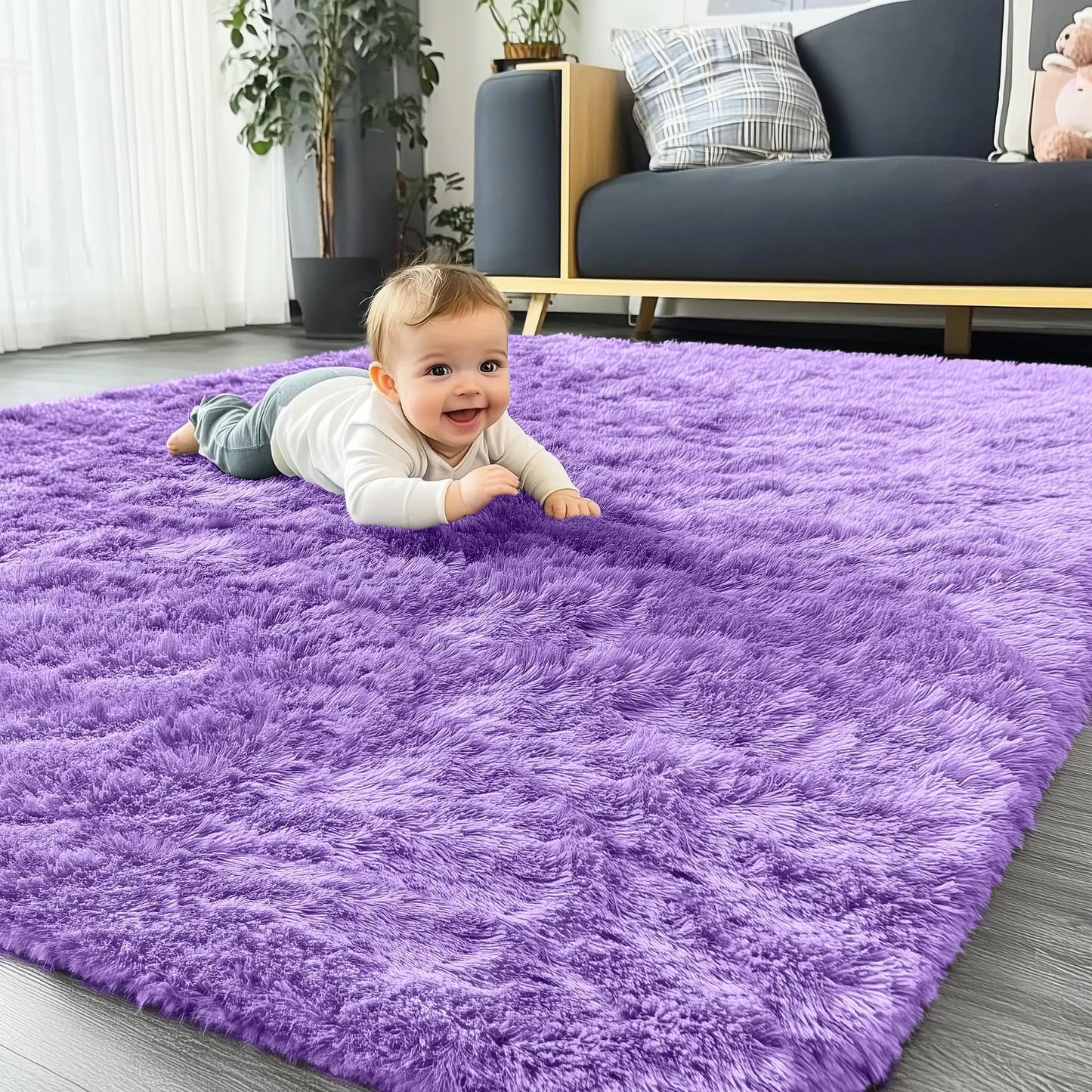 Olanly Large Area Rugs For Living Room Bedroom Soft Fluffy Shaggy Bedside Rug Indoor Floor Plush Carpet for Kids Dorm Home Decor