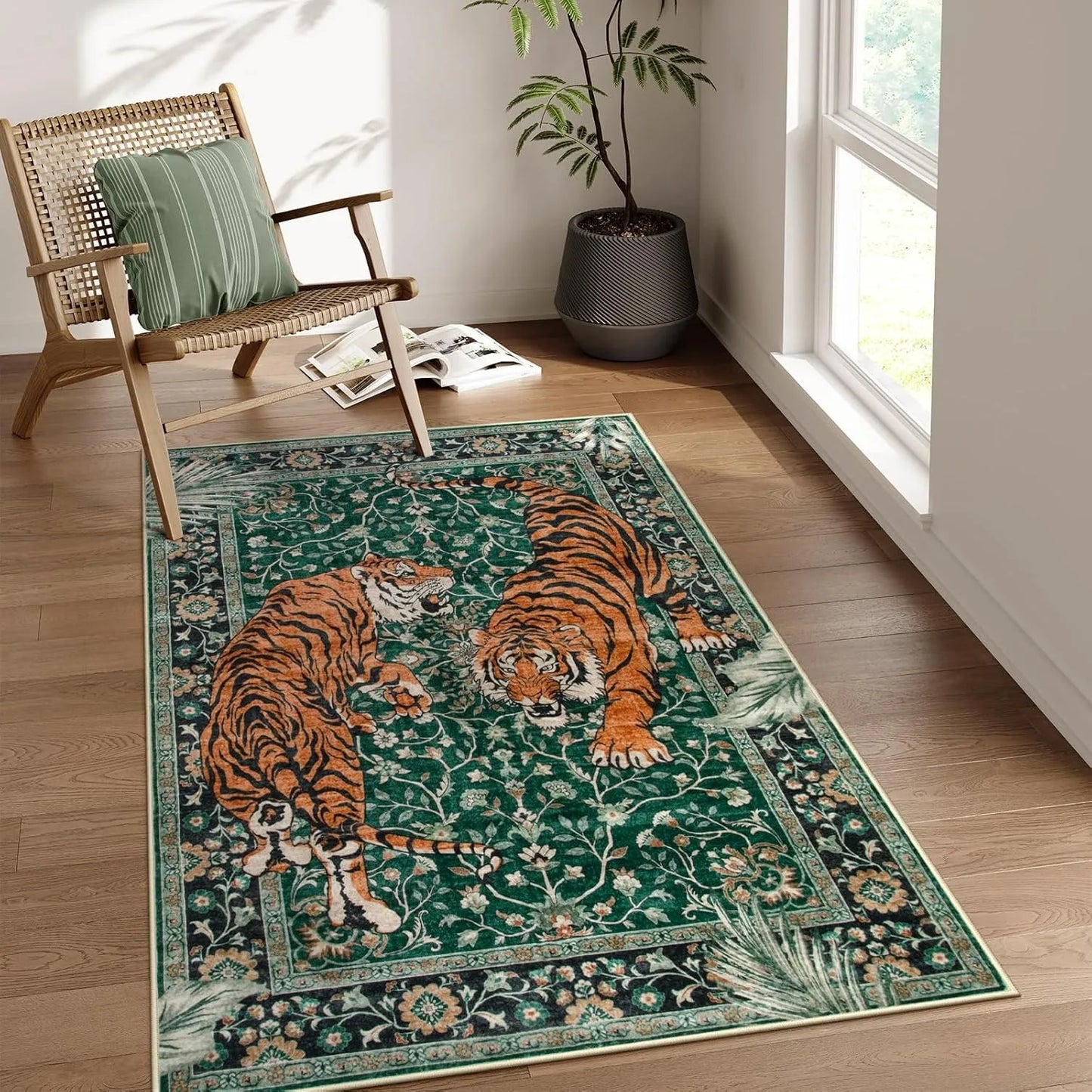 Rug for Living Room Carpet Jungle Tiger Home Decoration Large Area Bedroom Plush Floor Mat Machine Washable Coffee Table Rugs 러그