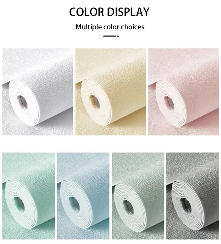 Linen Wallpaper Self-adhesive Waterproof Moisture-proof and Moldy Resistant 3D Wall Stickers Home Living Room Wall Decoration