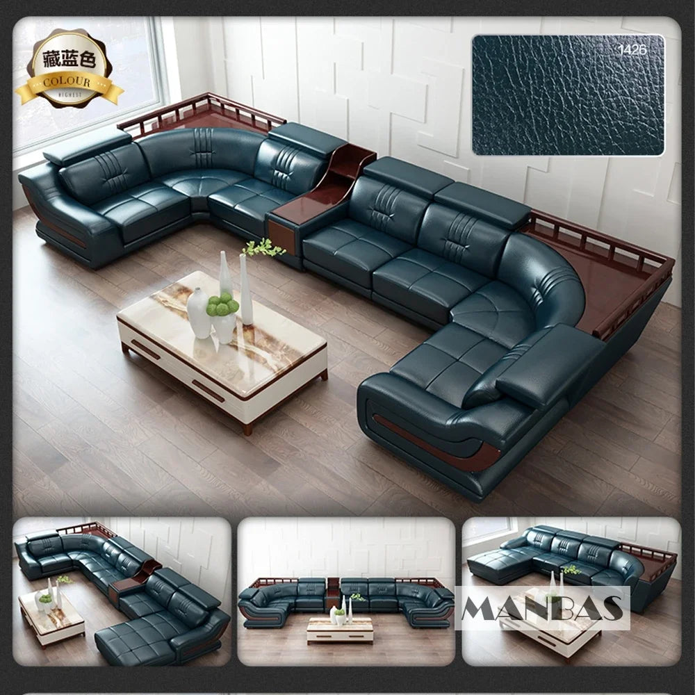 Linlamlim Premium Italian Genuine Leather Sofa Set Big Sectional Couch Living Room Sofas With Adjustable Headrest Home Furniture
