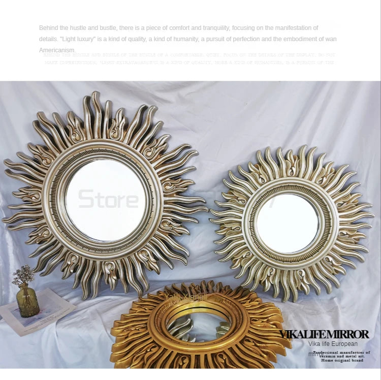 Sun Apollo Art Wall Mirror Decorative Bathroom Accessory Unique Champion Designs Reflective Art Piece Elegant Wall Decor