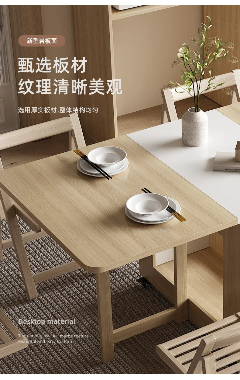 Folding Dining Table Set 6 Chairs Luxury Vintage Square Dining Table Extensio Nordic Mesas Y Sillas De Comedor Kitchen Furniture