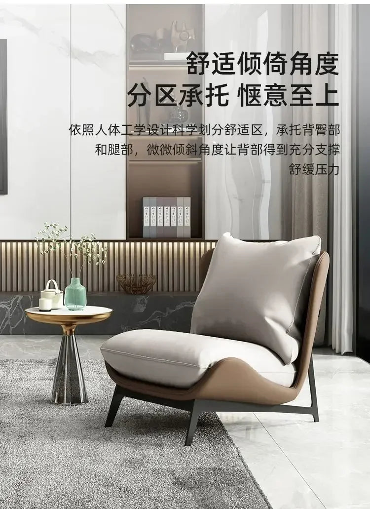 Chic and Contemporary Nordic Chair for Cozy Living Room Lounging Minimalist Single Seat Sofa with Artistic Touch for Balcony