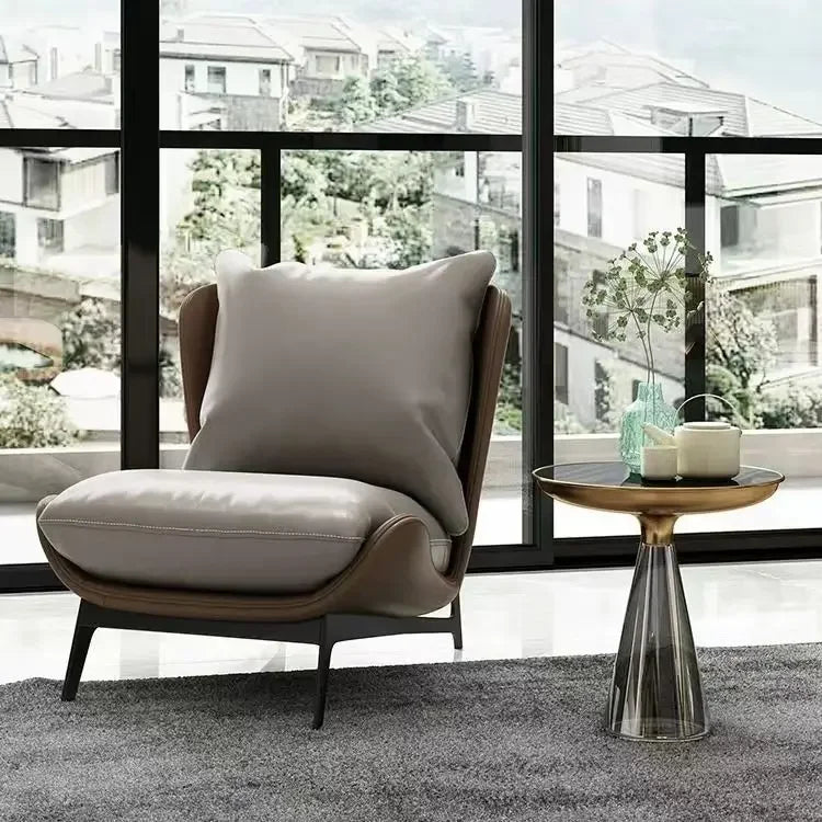 Chic and Contemporary Nordic Chair for Cozy Living Room Lounging Minimalist Single Seat Sofa with Artistic Touch for Balcony
