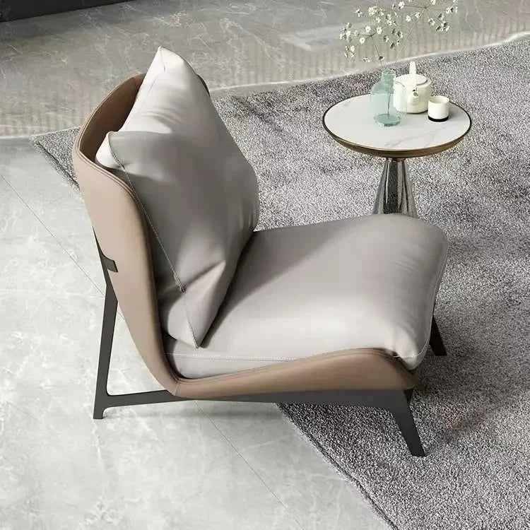 Chic and Contemporary Nordic Chair for Cozy Living Room Lounging Minimalist Single Seat Sofa with Artistic Touch for Balcony