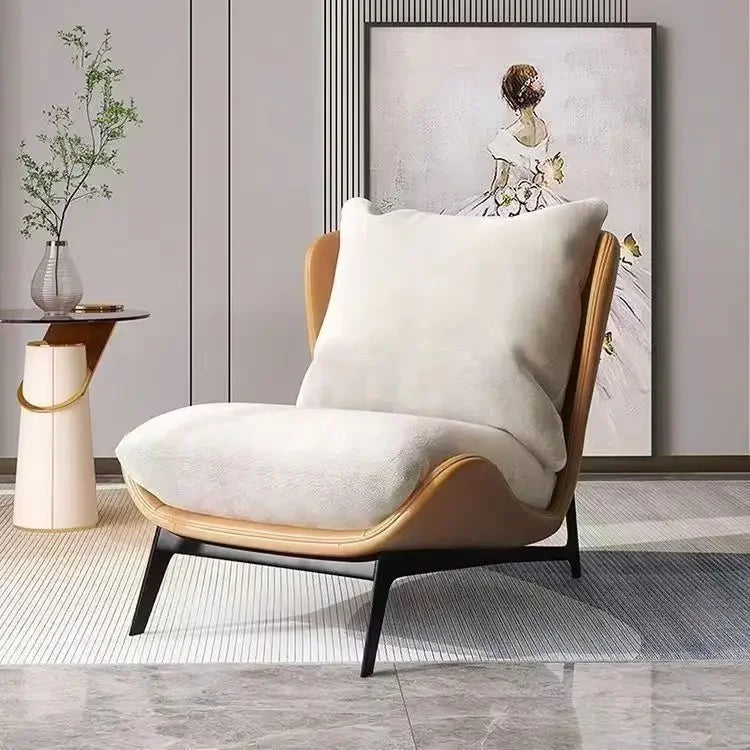 Chic and Contemporary Nordic Chair for Cozy Living Room Lounging Minimalist Single Seat Sofa with Artistic Touch for Balcony