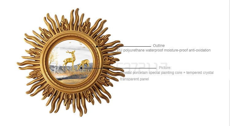 Sun Apollo Art Wall Mirror Decorative Bathroom Accessory Unique Champion Designs Reflective Art Piece Elegant Wall Decor