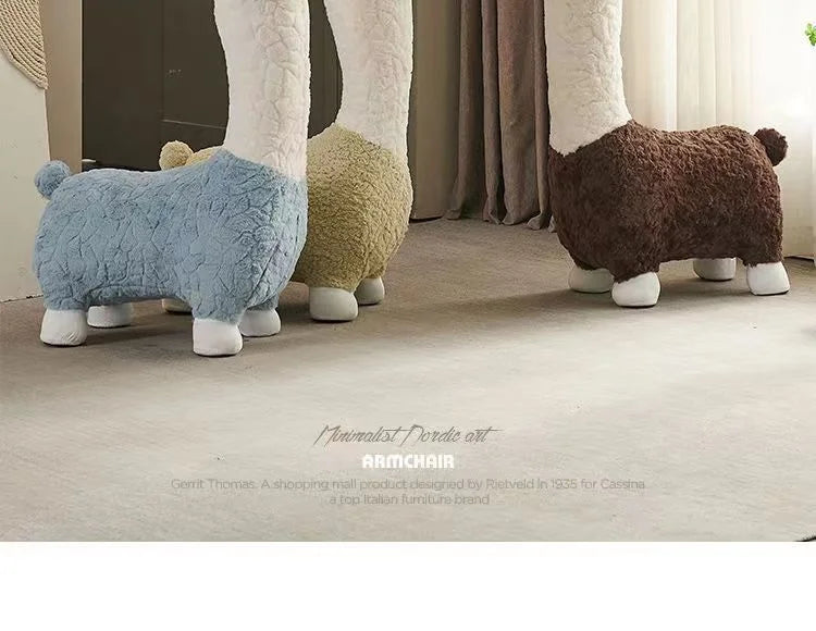 FULLOVE Cartoon Alpaca Stool Children's Casual Shoes Changing Stool Children's Household Living Room Decoration Doll Stool