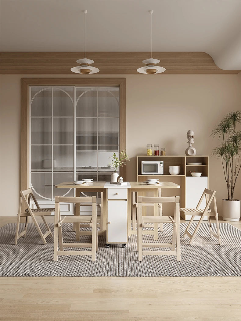 Folding Dining Table Set 6 Chairs Luxury Vintage Square Dining Table Extensio Nordic Mesas Y Sillas De Comedor Kitchen Furniture