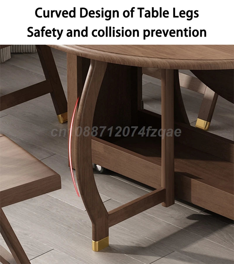 Foldable Dining Table Solid Wood Round Table 1.2m Multifunctional Dining Table And Chair Combination Furniture For Save Space