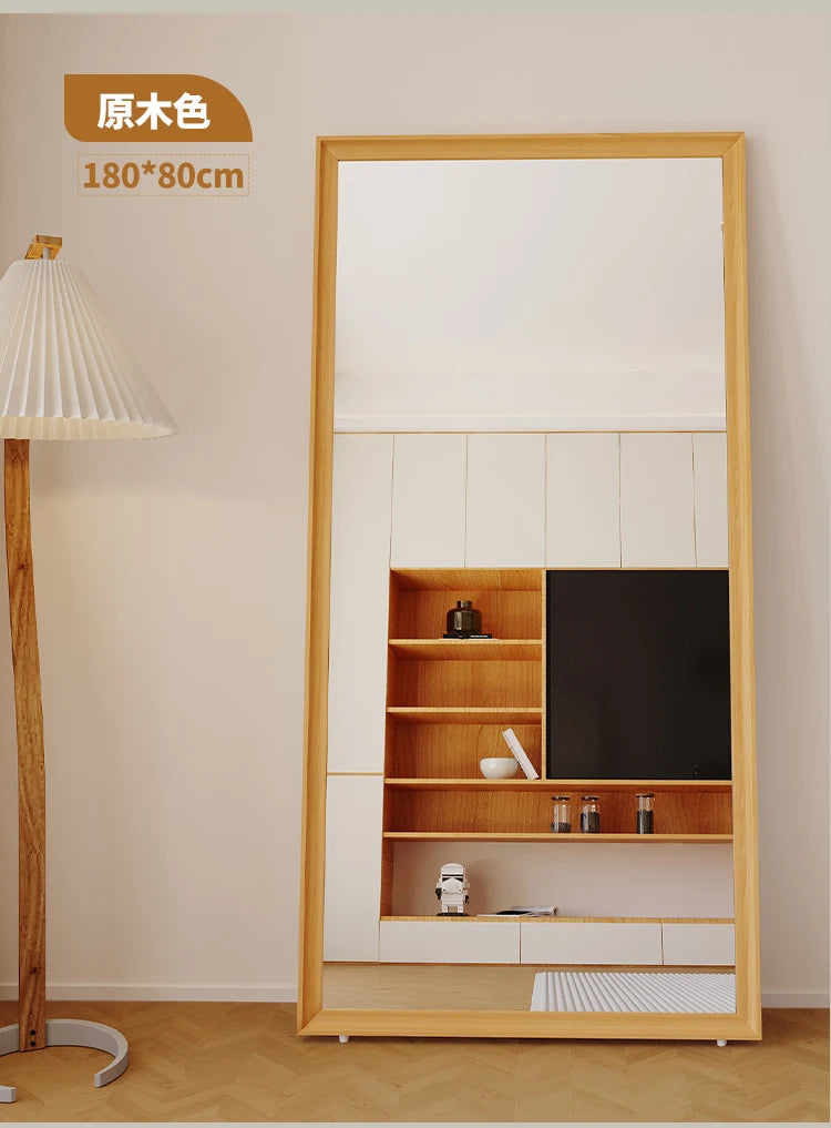 Square Wooden Mirror Garden Art Modern Full Body Standing Mirror Bedroom Floor Girls Rattan Espelhos Living Room Decorations