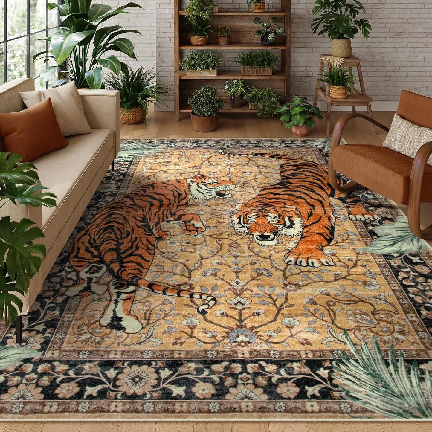 Rug for Living Room Carpet Jungle Tiger Home Decoration Large Area Bedroom Plush Floor Mat Machine Washable Coffee Table Rugs 러그
