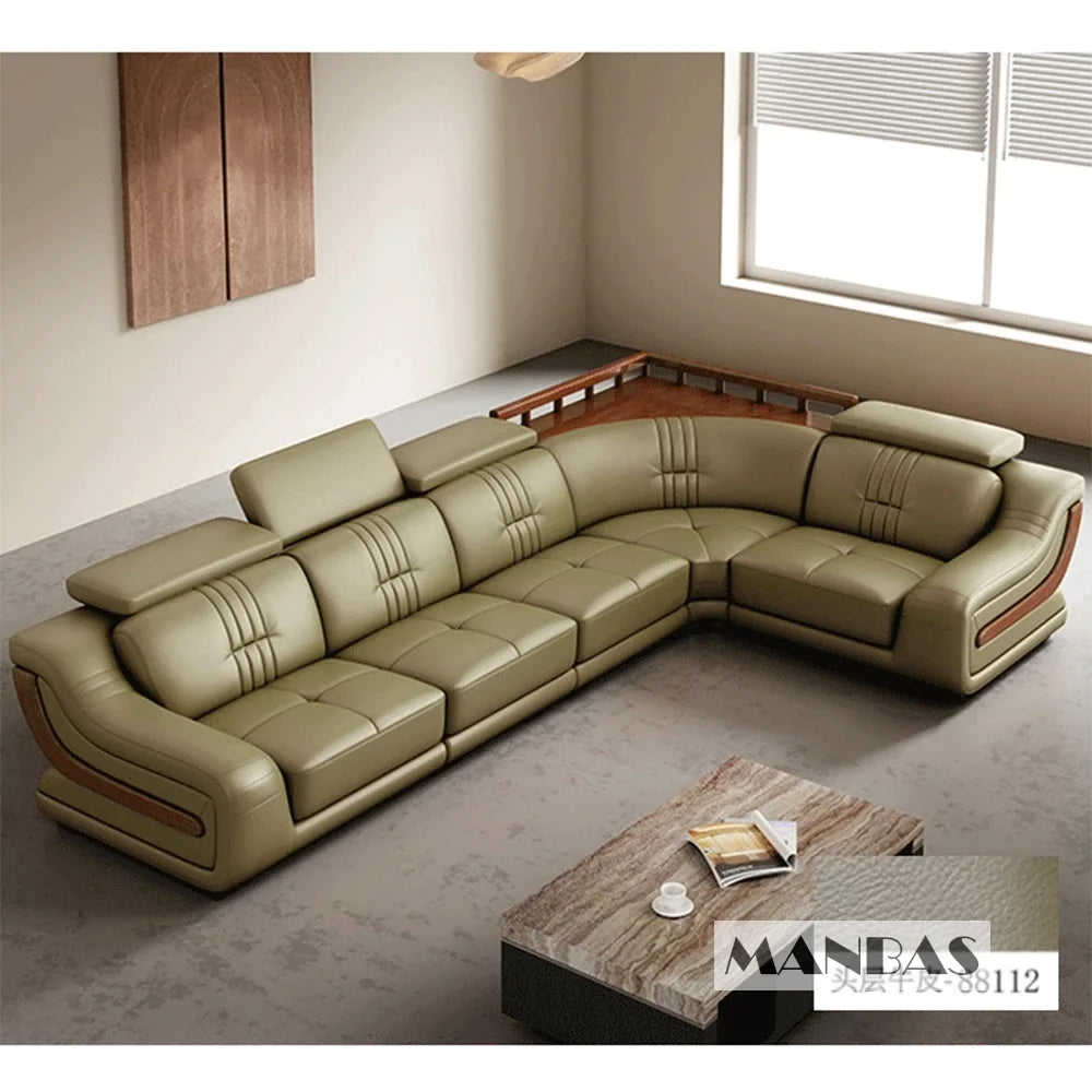 Linlamlim Premium Italian Genuine Leather Sofa Set Big Sectional Couch Living Room Sofas With Adjustable Headrest Home Furniture