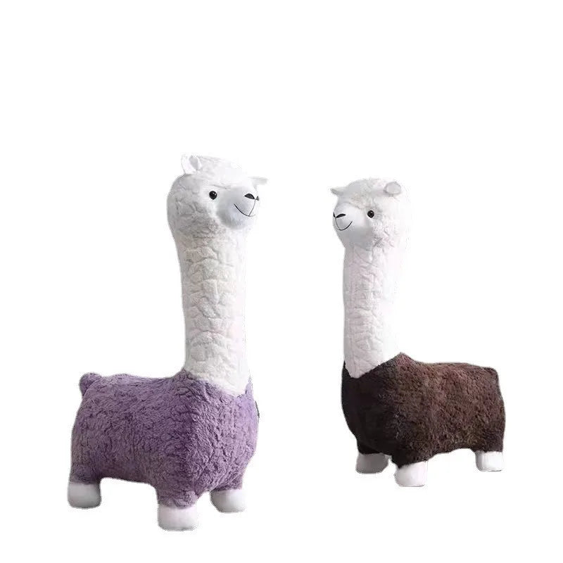 FULLOVE Cartoon Alpaca Stool Children's Casual Shoes Changing Stool Children's Household Living Room Decoration Doll Stool