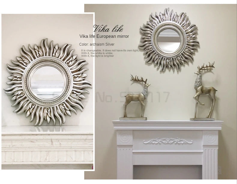 Sun Apollo Art Wall Mirror Decorative Bathroom Accessory Unique Champion Designs Reflective Art Piece Elegant Wall Decor