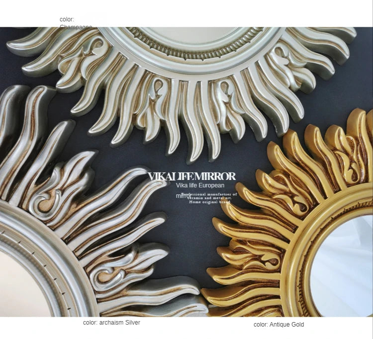 Sun Apollo Art Wall Mirror Decorative Bathroom Accessory Unique Champion Designs Reflective Art Piece Elegant Wall Decor