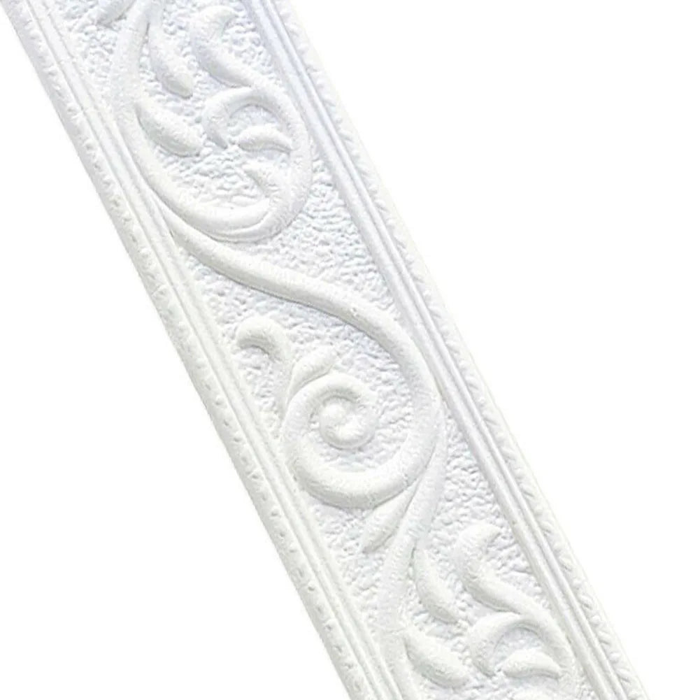 3D Wall Trim Line Skirting Sticker Self-Adhesive Vinyl Wall Trim Sticker 230*5*0.4cm Household Waterproof Baseboard Wall-paper