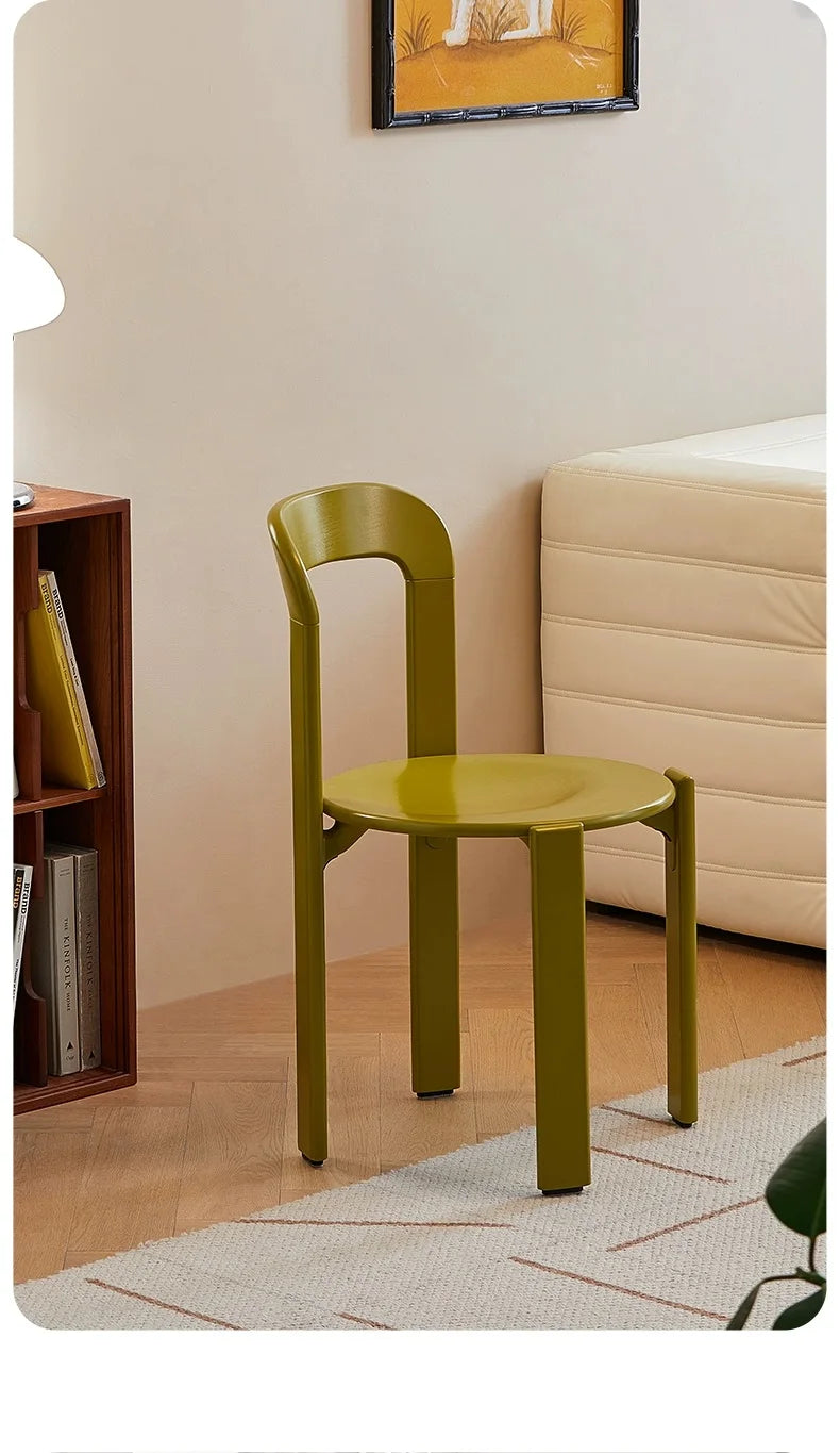 Nordic Beech Solid Wood Plywood Dining Stackable Vintage Curved Rey Backrest Swiss Chair