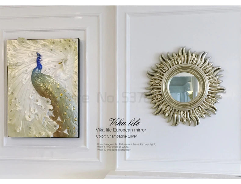 Sun Apollo Art Wall Mirror Decorative Bathroom Accessory Unique Champion Designs Reflective Art Piece Elegant Wall Decor
