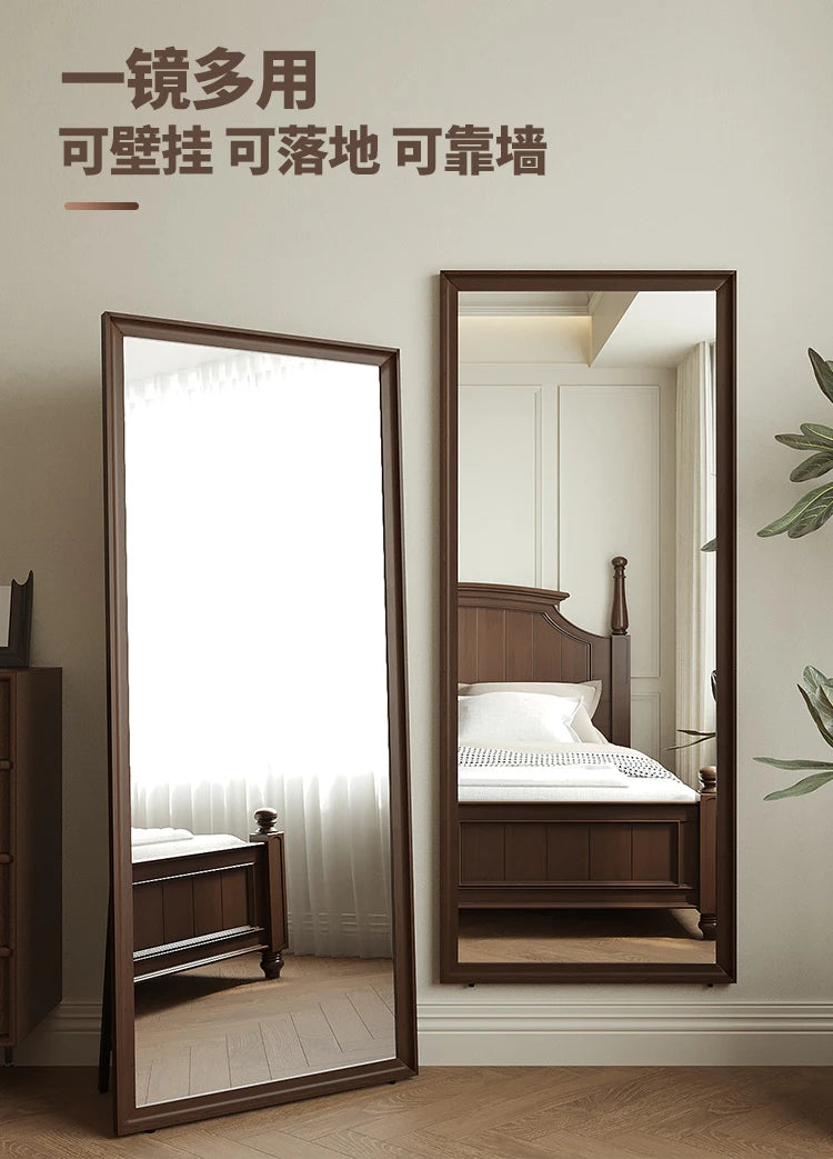 Square Wooden Mirror Garden Art Modern Full Body Standing Mirror Bedroom Floor Girls Rattan Espelhos Living Room Decorations