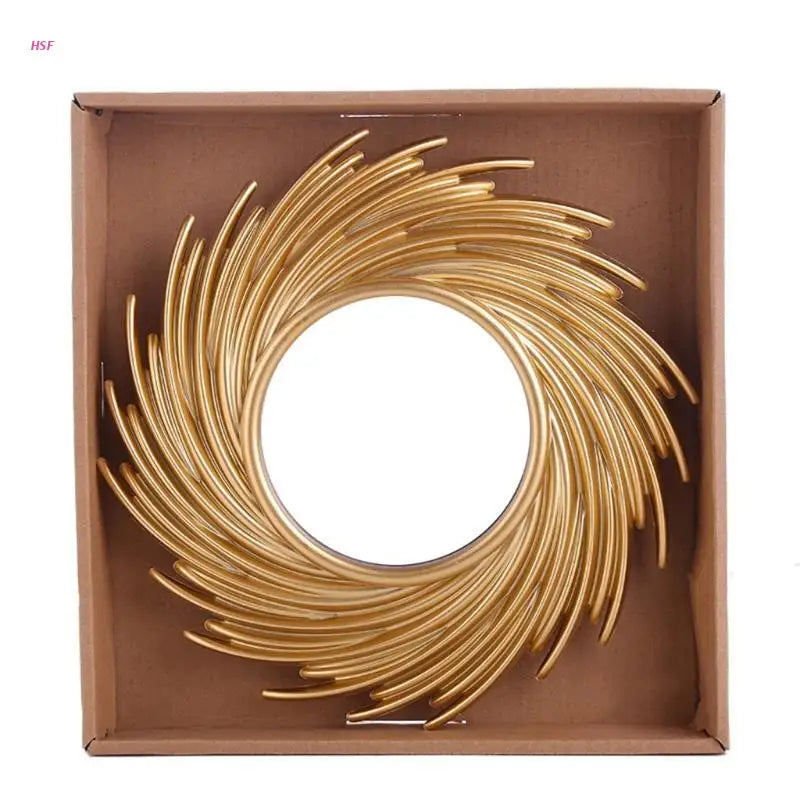 Sun Shape Decorative Mirror Room Background Wall Decorative Mirror Rattan Innovative Art Decoration Round Makeup Mirror