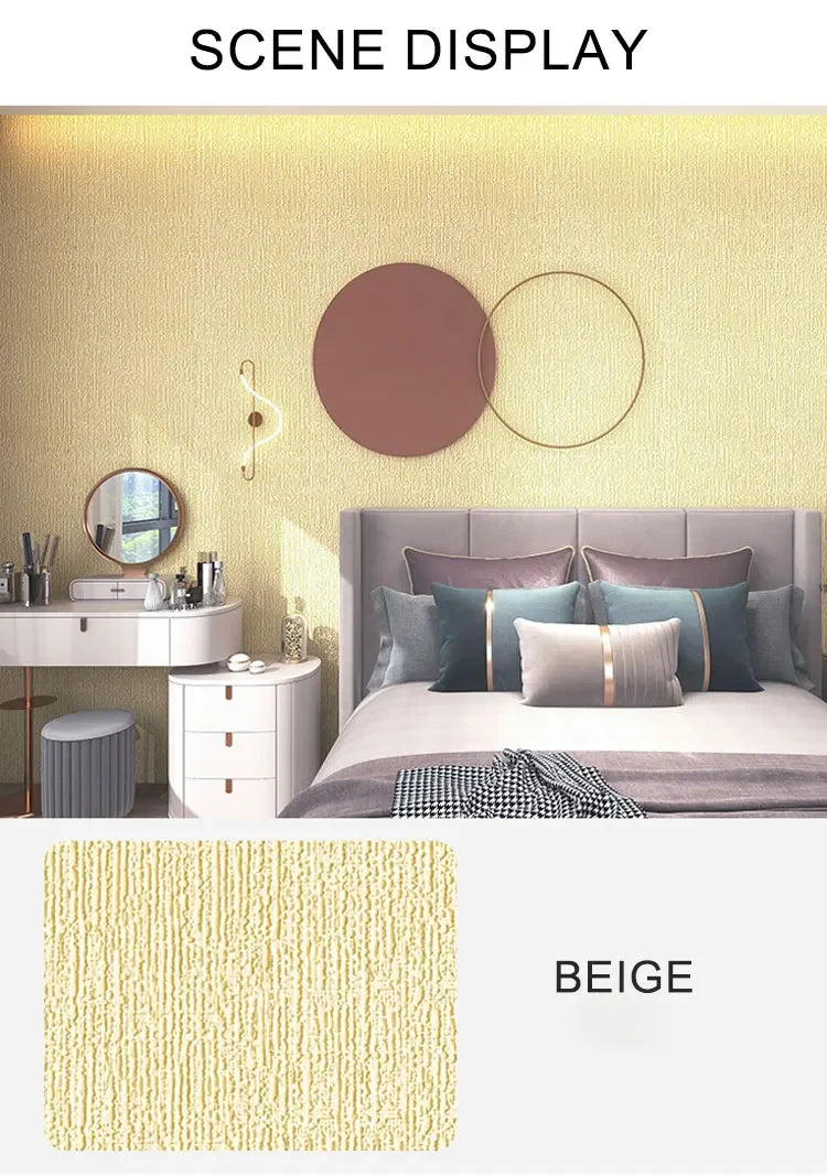 Linen Wallpaper Self-adhesive Waterproof Moisture-proof and Moldy Resistant 3D Wall Stickers Home Living Room Wall Decoration