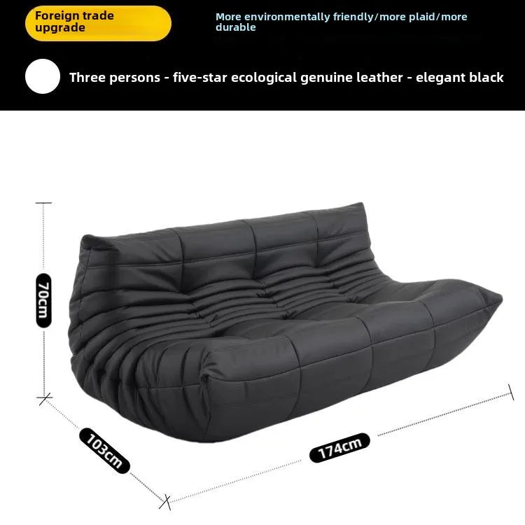 Fashion freehand space original first layer cowhide three-person Italian minimalist Togo caterpillar lazy sofa