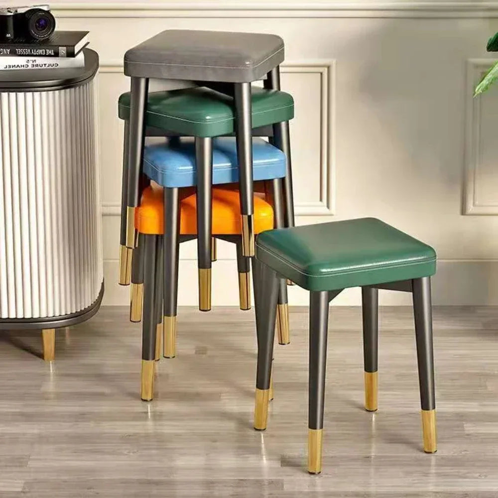 Dining Chair Living Room Leatherwear Latex Version Light Luxury Chair Dining Room Thickening Stable Leatherwear Square Stools