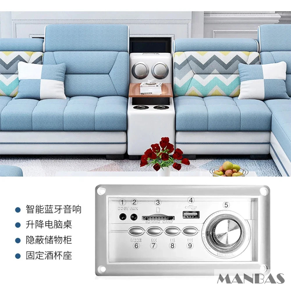 Big U-Shape Coth Living Room Sofa Sets with USB, Speaker, Stools,Bluetooth - Linlamlim Fabric Sectional Sofas for Home Furniture