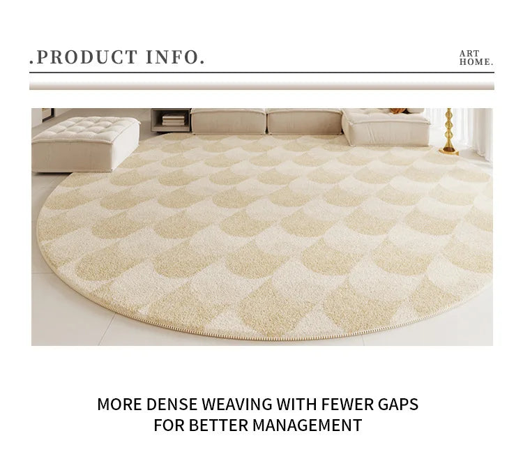 Modern Rugs for Bedroom Fluffy Soft Lounge Rug Thick Cloakroom Round Floor Mat Cream Living Room Decoration Anti-slip Carpet