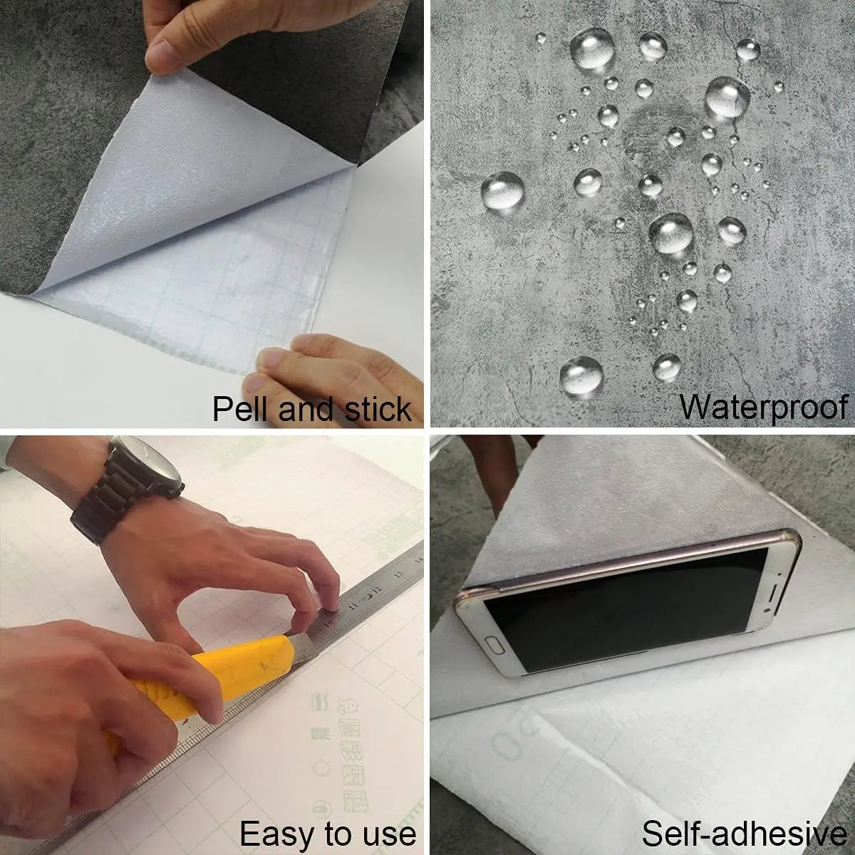 Concrete Countertop Contact Paper Gray Cement Industrial Paper 3D Textured Self Adhesive Waterproof Wallpaper for Home Decor