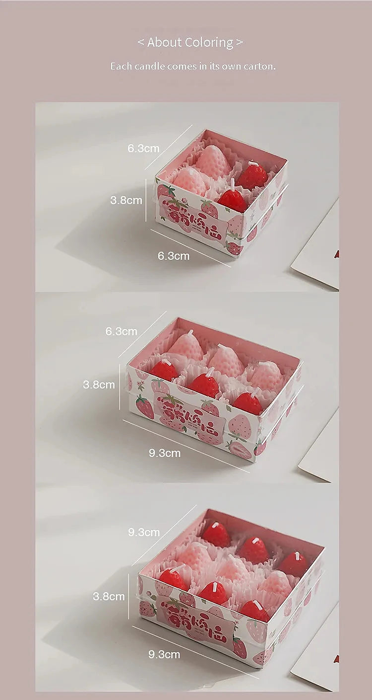 Strawberry Aromatherapy Candle with Hand Gift Gift Box Gift Birthday Gift Handmade Small Wax Candle Candles Home Decoration