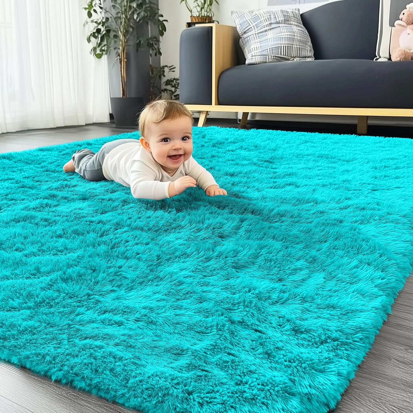 Olanly Large Area Rugs For Living Room Bedroom Soft Fluffy Shaggy Bedside Rug Indoor Floor Plush Carpet for Kids Dorm Home Decor
