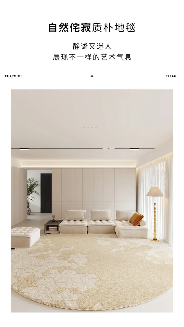 Modern Rugs for Bedroom Fluffy Soft Lounge Rug Thick Cloakroom Round Floor Mat Cream Living Room Decoration Anti-slip Carpet