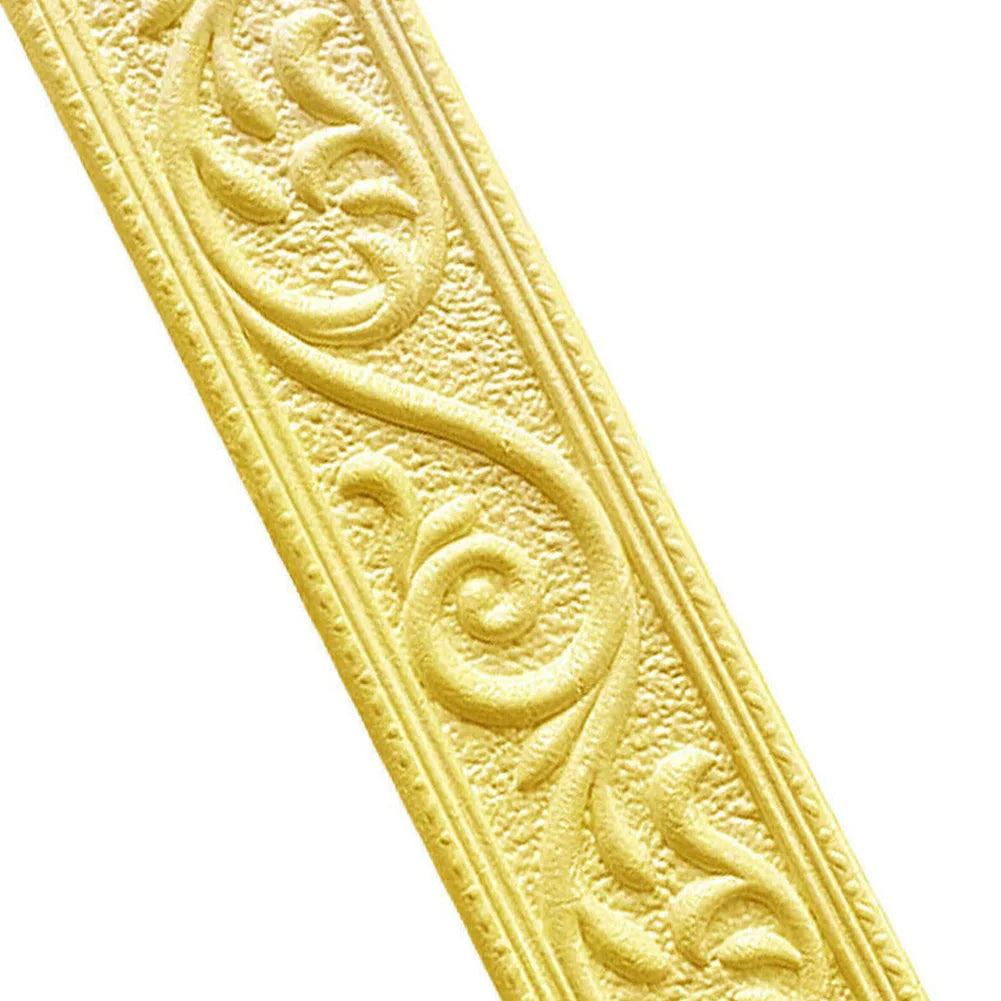 3D Wall Trim Line Skirting Sticker Self-Adhesive Vinyl Wall Trim Sticker 230*5*0.4cm Household Waterproof Baseboard Wall-paper