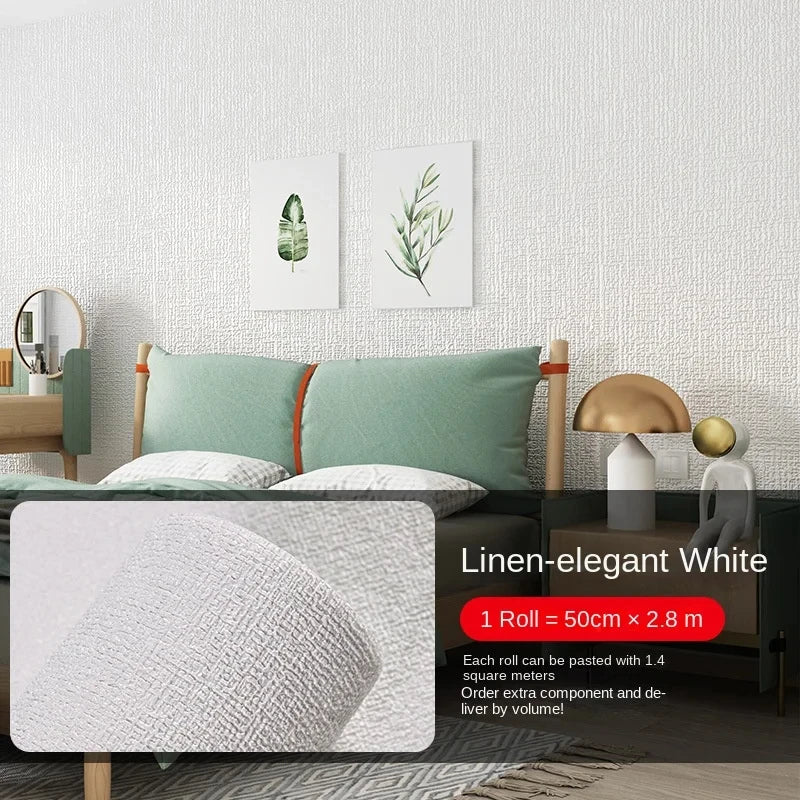 Linen Wallpaper Self-adhesive Waterproof Moisture-proof and Moldy Resistant 3D Wall Stickers Home Living Room Wall Decoration