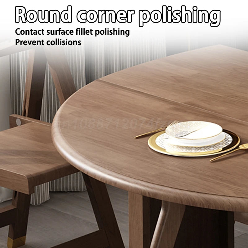 Foldable Dining Table Solid Wood Round Table 1.2m Multifunctional Dining Table And Chair Combination Furniture For Save Space