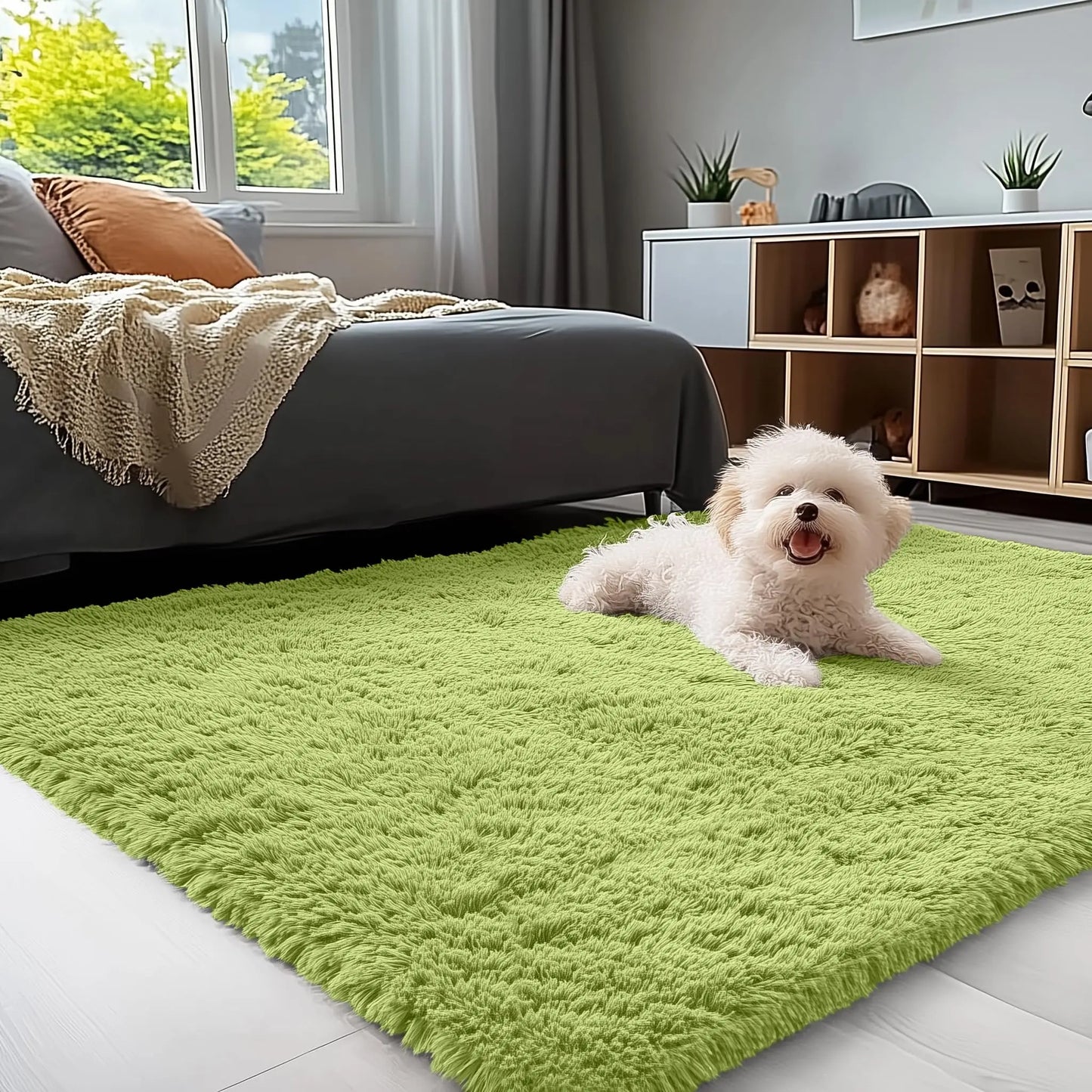 Olanly Large Area Rugs For Living Room Bedroom Soft Fluffy Shaggy Bedside Rug Indoor Floor Plush Carpet for Kids Dorm Home Decor