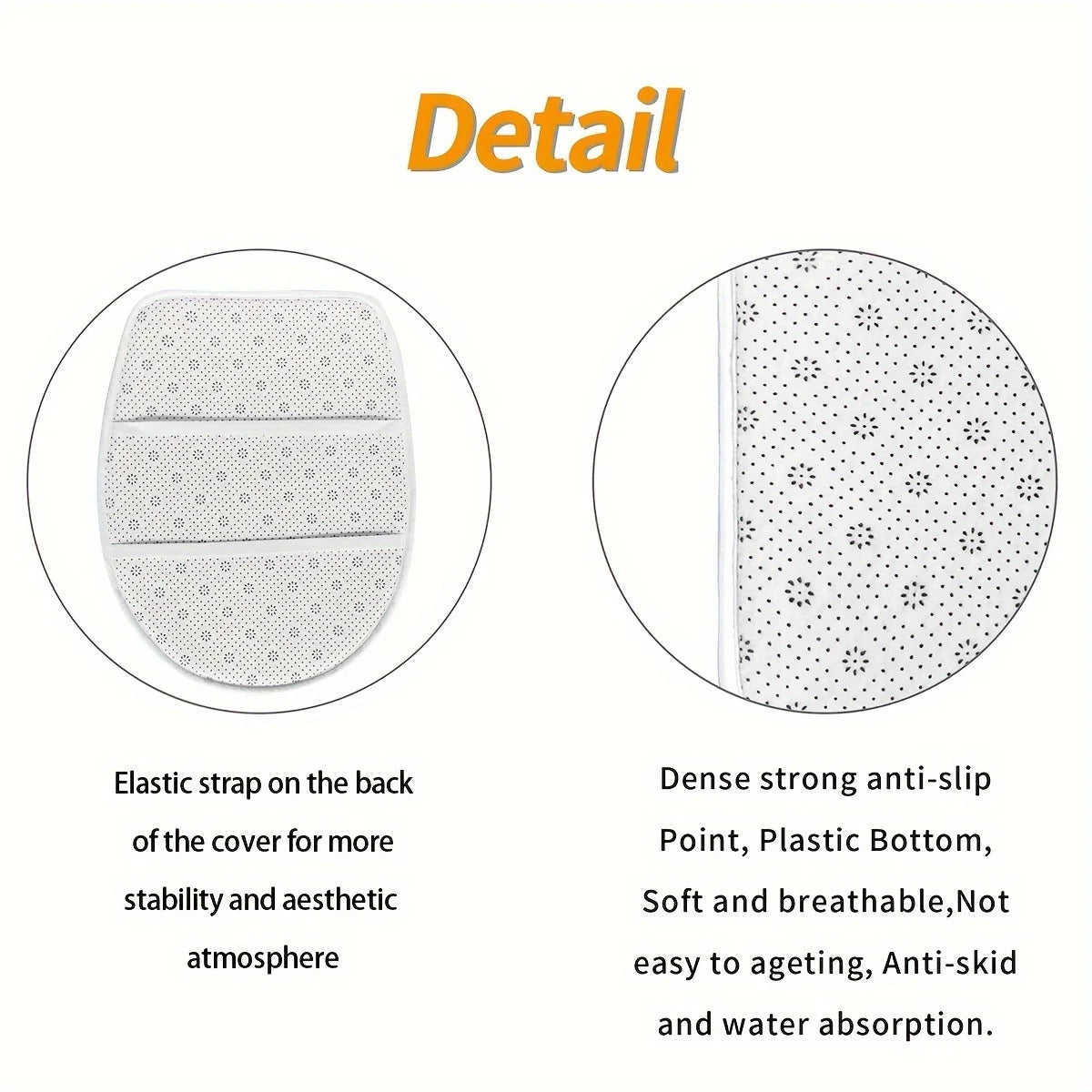 3 Piece Scandinavian Bathroom Mat Set - Non-Slip Washable Rug with Toilet Seat Cover and Contour Mat for Bathroom Decor