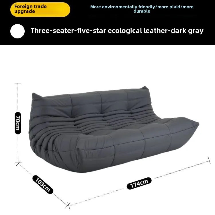 Fashion freehand space original first layer cowhide three-person Italian minimalist Togo caterpillar lazy sofa