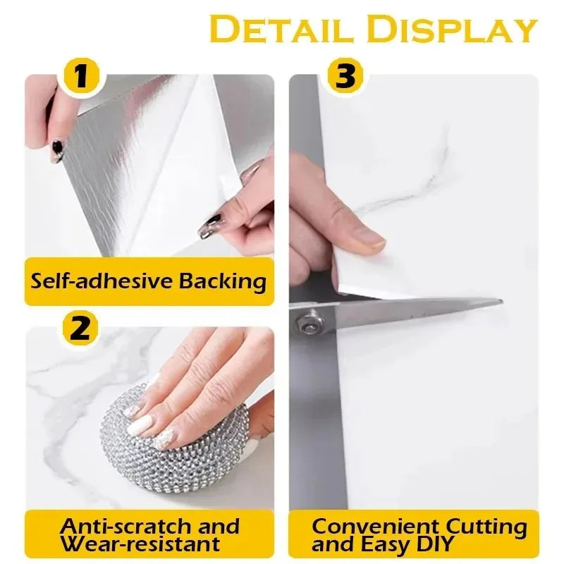 10-20Pcs 30cmx60cm Self-adhesive Marble Tiles Sticker Waterproof Floor Sticker PVC Tile Kitchen Bathroom Wall Sticker Home Decor