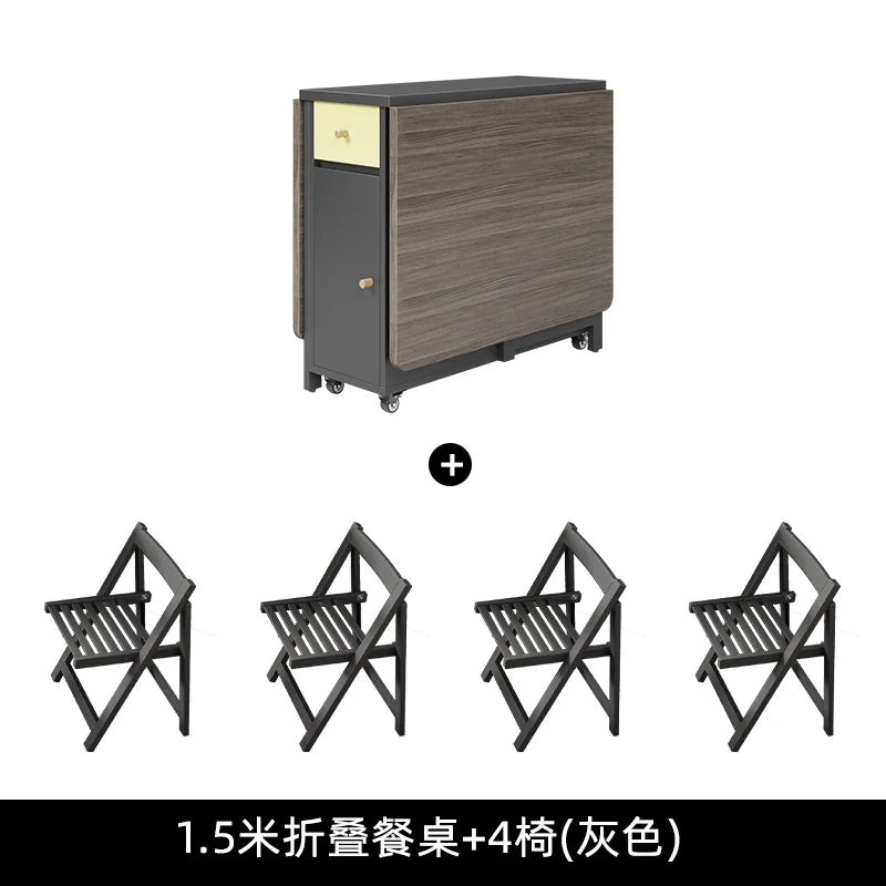 Folding Dining Table Set 6 Chairs Luxury Vintage Square Dining Table Extensio Nordic Mesas Y Sillas De Comedor Kitchen Furniture