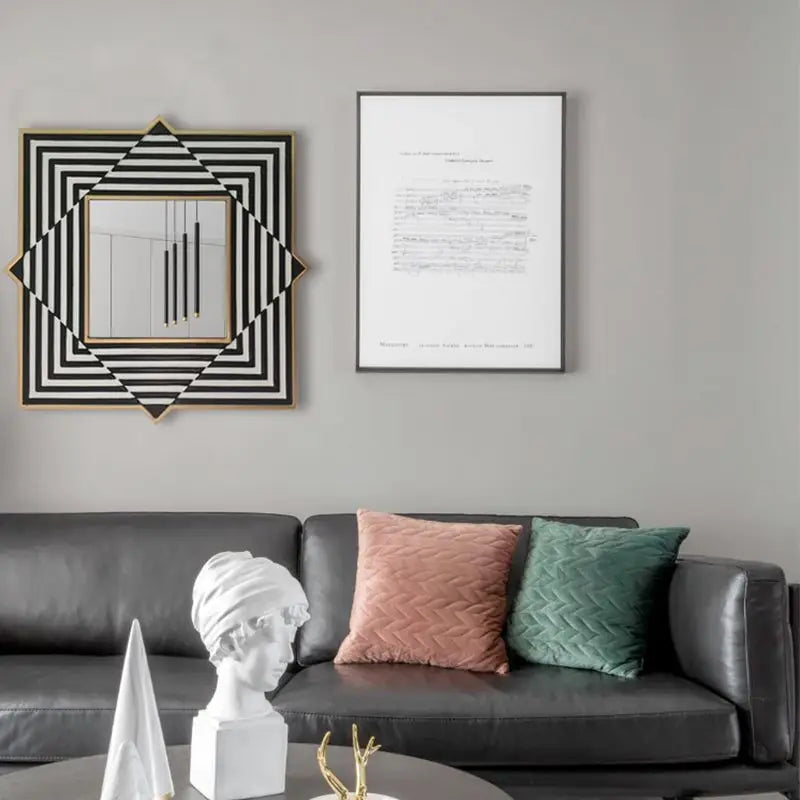 Nordic Wrought Iron Study Decorative Mirrors Modern Fitting Room Wall Hanging Mirror Simple Restaurant Kitchen Square Pendant